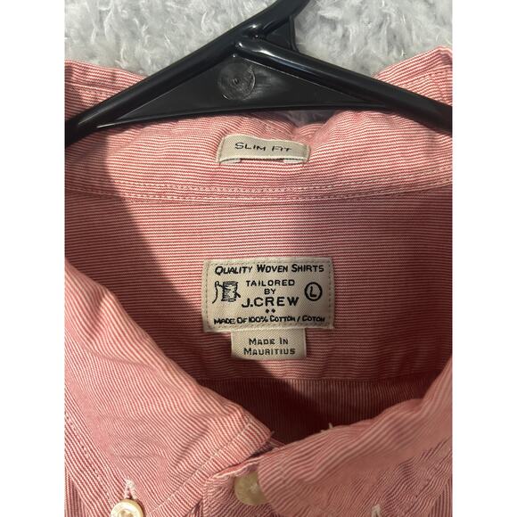 J.Crew Slim Fit Red Micro Stripe Button Down Shirt Men’s Large 100% Cotton - Picture 7 of 8